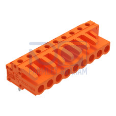THT female header, angled, Pin spacing 5.08 mm, orange