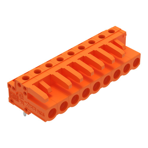 THT female header, angled, Pin spacing 5.08 mm, orange