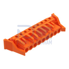 THT female header, angled, Pin spacing 5.08 mm, orange