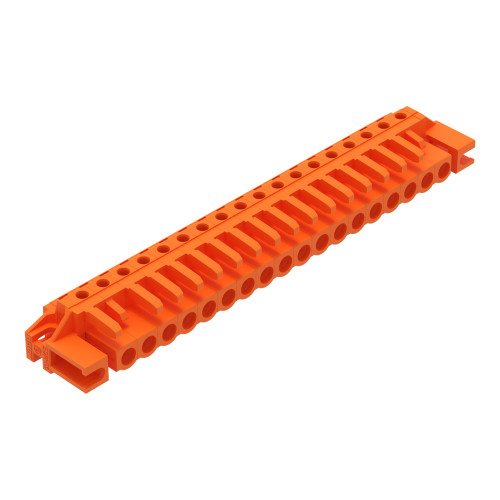 THT female header, angled, Pin spacing 5.08 mm, orange