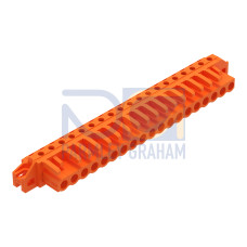 THT female header, angled, Pin spacing 5.08 mm, orange