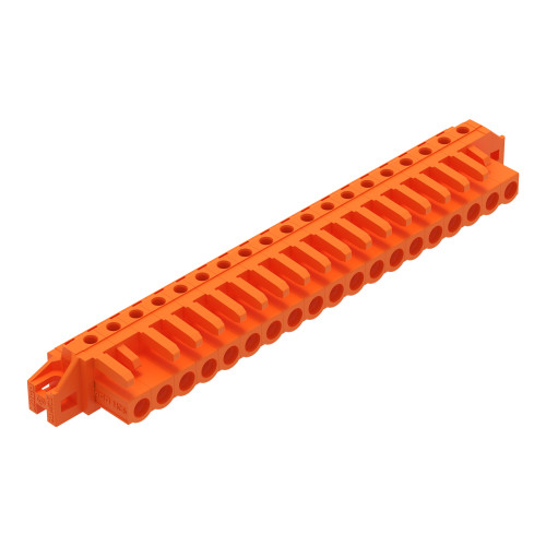 THT female header, angled, Pin spacing 5.08 mm, orange