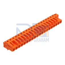 THT female header, angled, Pin spacing 5.08 mm, orange