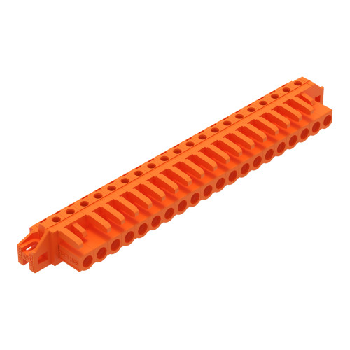 THT female header, angled, Pin spacing 5.08 mm, orange
