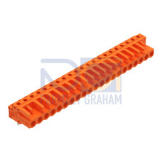 THT female header, angled, Pin spacing 5.08 mm, orange