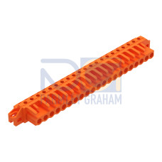 THT female header, angled, Pin spacing 5.08 mm, orange