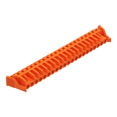 THT female header, angled, Pin spacing 5.08 mm, orange