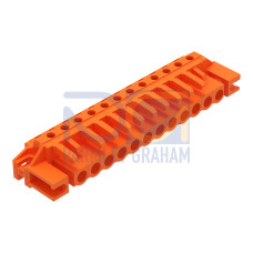 THT female header, angled, Pin spacing 5.08 mm, orange