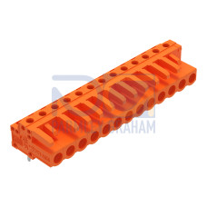 THT female header, angled, Pin spacing 5.08 mm, orange