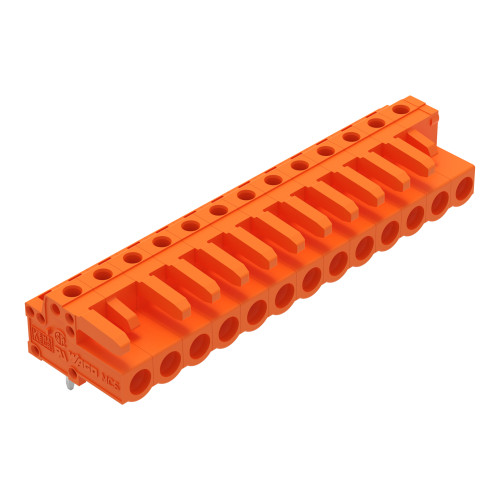 THT female header, angled, Pin spacing 5.08 mm, orange