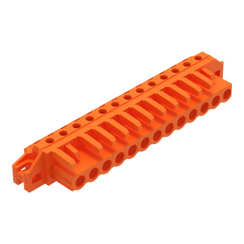 THT female header, angled, Pin spacing 5.08 mm, orange