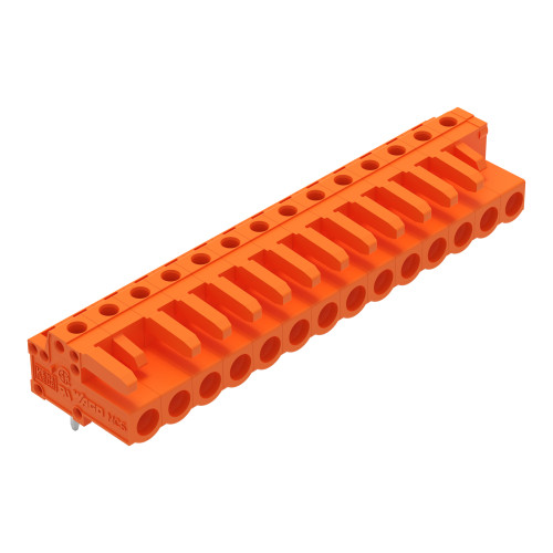 THT female header, angled, Pin spacing 5.08 mm, orange