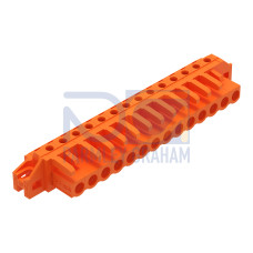 THT female header, angled, Pin spacing 5.08 mm, orange