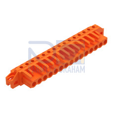 THT female header, angled, Pin spacing 5.08 mm, orange