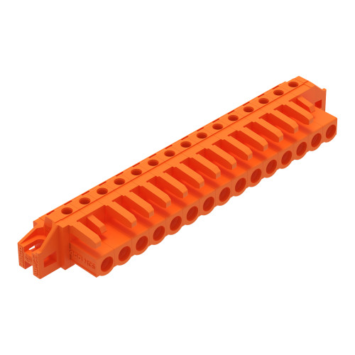 THT female header, angled, Pin spacing 5.08 mm, orange