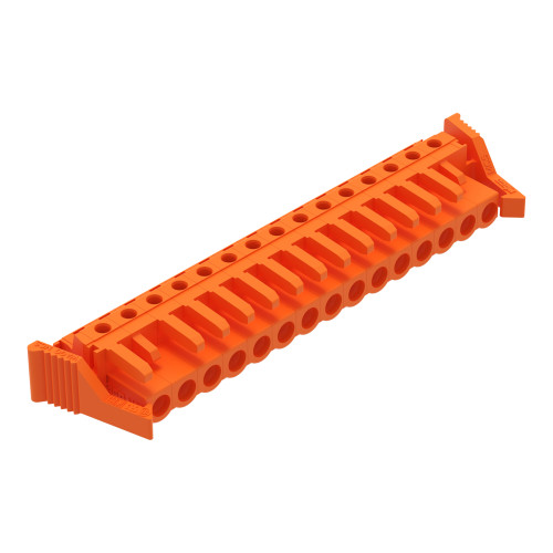 THT female header, angled, Pin spacing 5.08 mm, orange