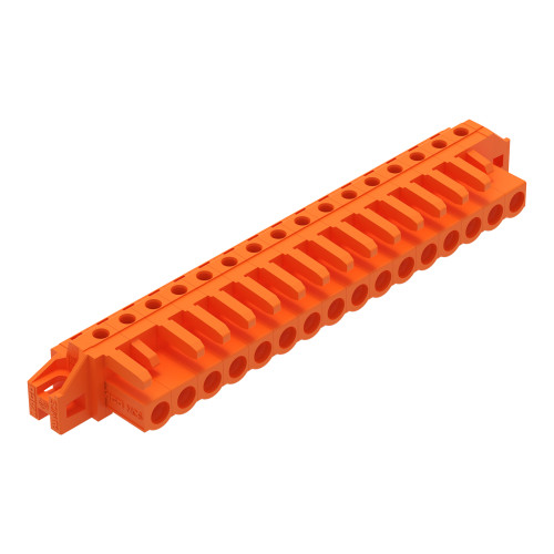 THT female header, angled, Pin spacing 5.08 mm, orange