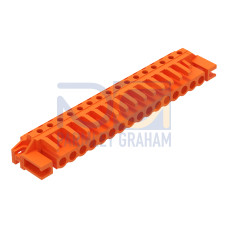 THT female header, angled, Pin spacing 5.08 mm, orange