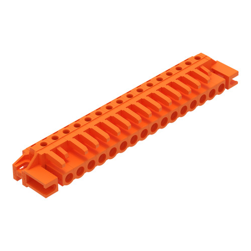 THT female header, angled, Pin spacing 5.08 mm, orange