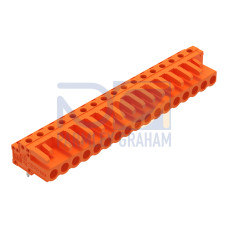 THT female header, angled, Pin spacing 5.08 mm, orange