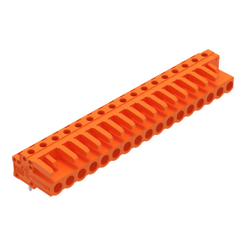 THT female header, angled, Pin spacing 5.08 mm, orange