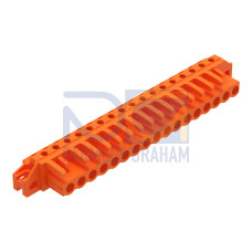 THT female header, angled, Pin spacing 5.08 mm, orange