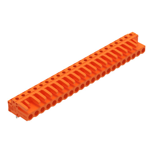 THT female header, angled, Pin spacing 5.08 mm, orange