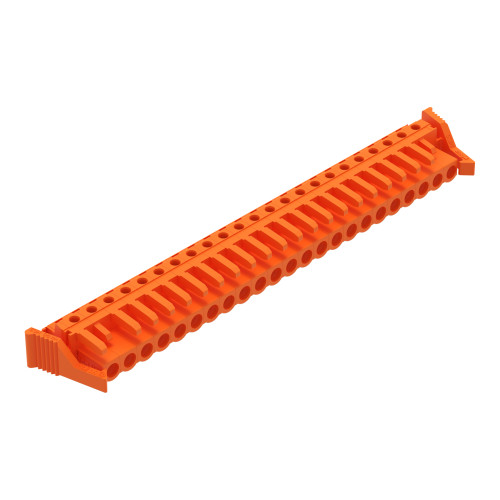 THT female header, angled, Pin spacing 5.08 mm, orange