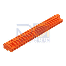 THT female header, angled, Pin spacing 5.08 mm, orange