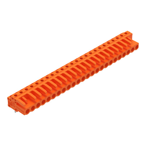 THT female header, angled, Pin spacing 5.08 mm, orange