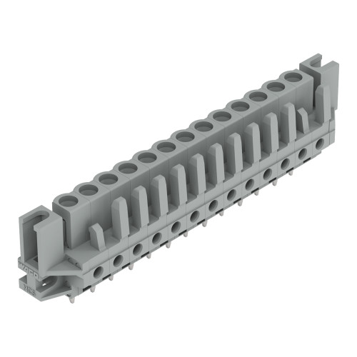 THT female header, straight, Pin spacing 5 mm, gray