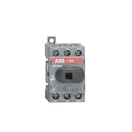 3-pole, front operated, base mounted, DIN-rail mountable switch-diconnector / non-fusible diconnect switch with protected clamp terminals, handle and shaft are not included