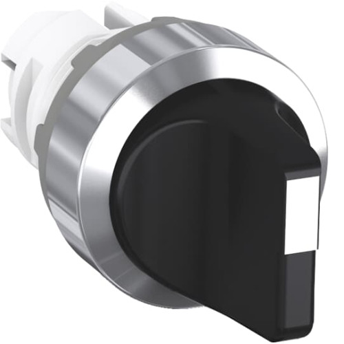 Modular Selector Switch - 3-Pos Maintained/Momentary, A and B fixed, spring return from C to B - Short handle - Black - Non-illuminated - Chrome plastic - No contact block