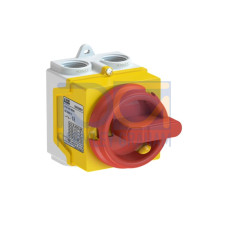 Enclosed Switch Disconnector, 3-p. 400V AC22 20A, Plastic enclosure, Red Round handle.
