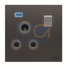 Socket outlet Round 15A Without imprint British Standard Silk Black  - Millenium