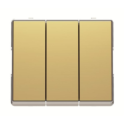 Push-button Without imprint 3 gang(s), Group push button 1 pole, 0NO 0NC 2CO Matt Gold - Millenium