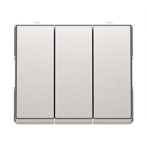Push-button Without imprint 3 gang(s), Group push button 1 pole, 0NO 0NC 2CO Stainless steel - Millenium
