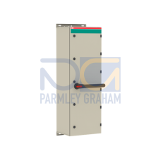 Safety switch, 3-p. 400V AC23 570A, 315kW. Steel sheet enclosure. IP65. Black Pistol handle. Interlocked cover. Defeatable interlocking.