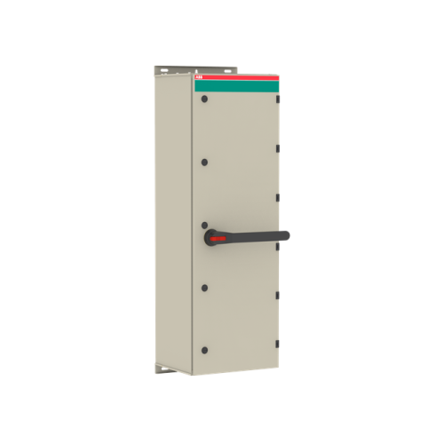 Safety switch, 3-p. 400V AC23 570A, 315kW. Steel sheet enclosure. IP65. Black Pistol handle. Interlocked cover. Defeatable interlocking.
