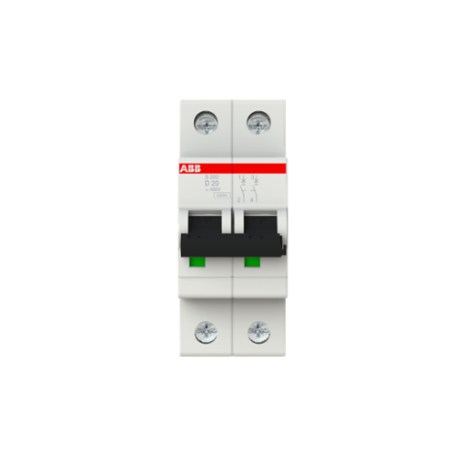 2-Pole, Type D 6kA, 20A