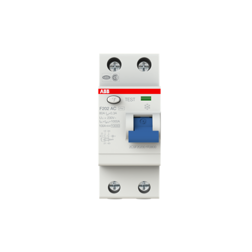 F202 AC-80/0.3 Residual Current Circuit Breaker 2P Type AC 300 mA