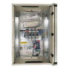 Safety switch, 3-p. 400V AC23 200A, 110kW. Steel sheet enclosure. IP65. Black Pistol handle. Interlocked cover. Defeatable interlocking.