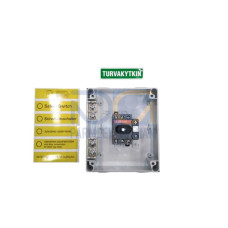 Safety switch, 3-p. 400V AC23 16A, 7.5kW. Plastic enclosure. IP65. RedYellow Selector handle. Interlocked cover. Defeatable interlocking.