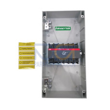 Safety switch, 6-p. 400V AC23 90A, 45kW. Plastic enclosure. IP65. Black Pistol handle. Interlocked cover. Defeatable interlocking.