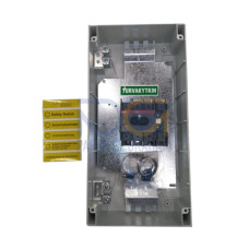 EMC safety switch, 4-p. 400V AC23 80A, 37kW. Plastic enclosure. IP65. Black Selector handle. Interlocked cover. Defeatable interlocking.