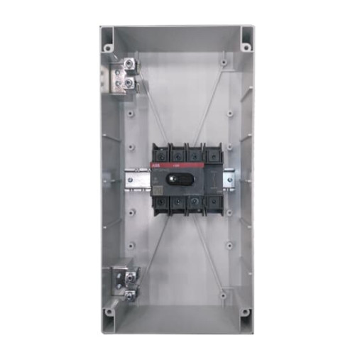 Enclosed Switch Disconnector, 4-p. 400V AC22 125A, Plastic enclosure, RedYellow Selector handle. Interlocked cover. Defeatable interlocking.