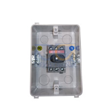 Enclosed Switch Disconnector, 3-p. 400V AC22 16A, Plastic enclosure, RedYellow Round handle.