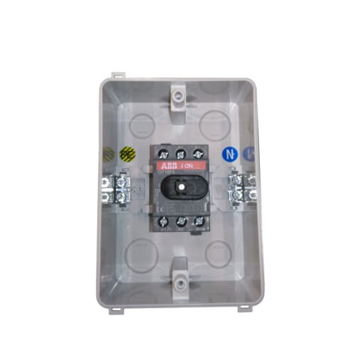 Enclosed Switch Disconnector, 3-p. 400V AC22 16A, Plastic enclosure, RedYellow Round handle.