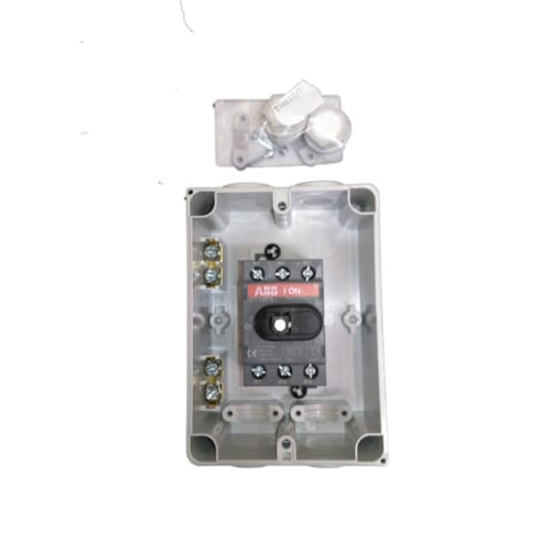 Enclosed Switch Disconnector, 3-p. 400V AC22 16A, Plastic enclosure, RedYellow Selector handle. Interlocked cover. Defeatable interlocking.