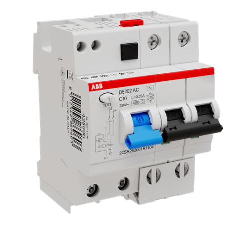 DS202 AC-C10/0.03 Residual Current Circuit Breaker with Overcurrent Protection